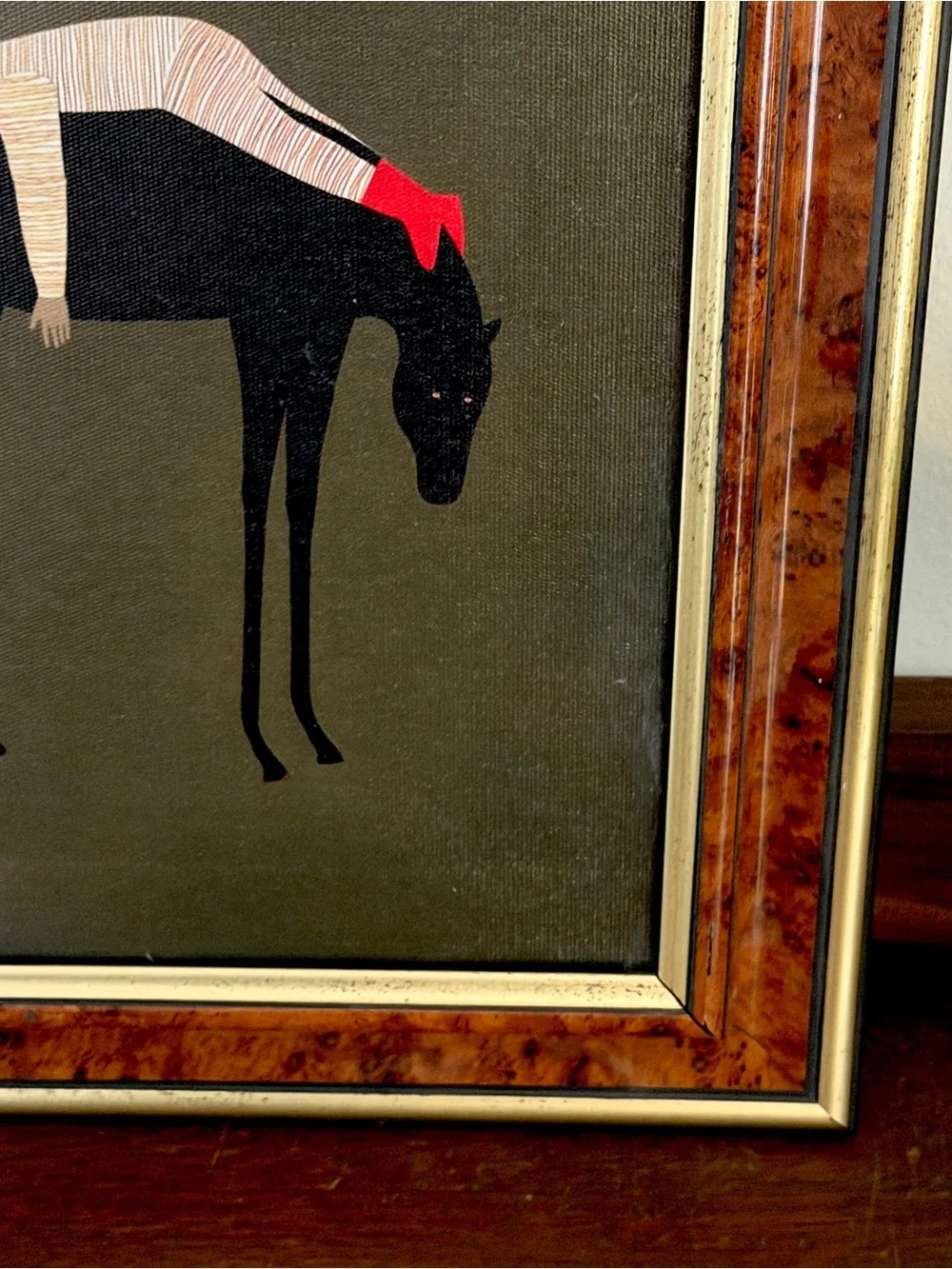 Vintage Style Folk Art Horse Rider Framed Wall Art Boho Equestrian Decor 11x13”